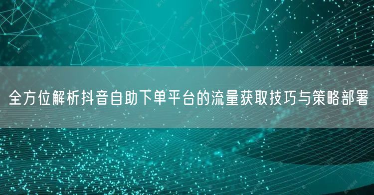 全方位解析抖音自助下单平台的流量获取技巧与策略部署