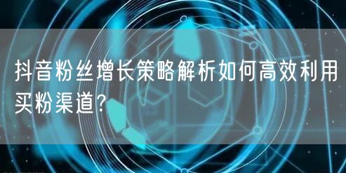 抖音粉丝增长策略解析如何高效利用买粉渠道？