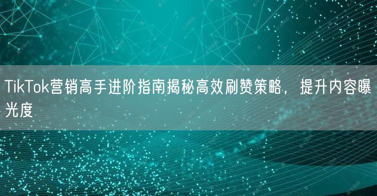 TikTok营销高手进阶指南揭秘高效刷赞策略，提升内容曝光度