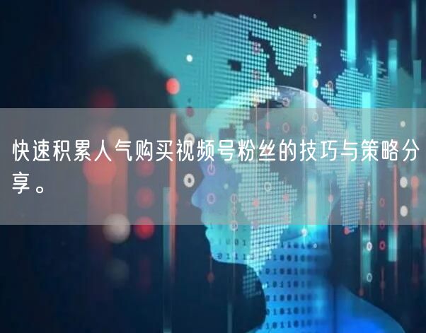 快速积累人气购买视频号粉丝的技巧与策略分享。