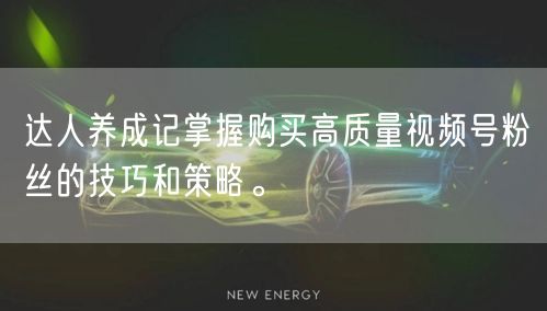 达人养成记掌握购买高质量视频号粉丝的技巧和策略。