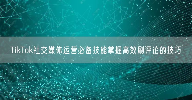 TikTok社交媒体运营必备技能掌握高效刷评论的技巧
